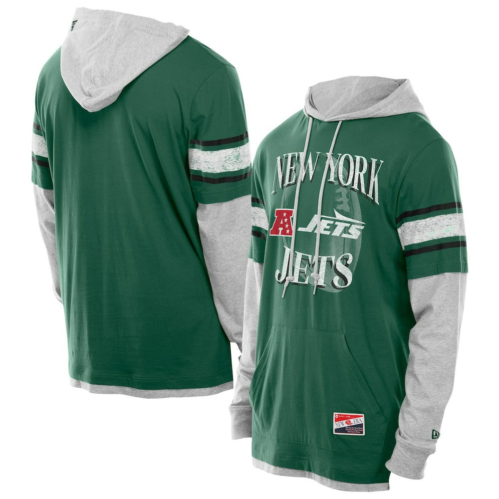 New York Jets New Era Twofer Layered Long Sleeve Hoodie T-Shirt - Green cheap