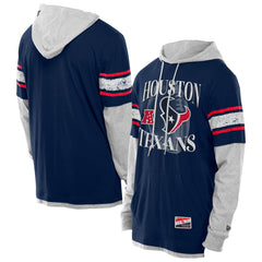 Houston Texans New Era Twofer Layered Long Sleeve Hoodie T-Shirt - Navy for sale