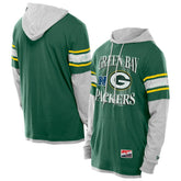 Green Bay Packers New Era Twofer Layered Long Sleeve Hoodie T-Shirt - Green online
