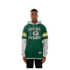 Green Bay Packers New Era Twofer Layered Long Sleeve Hoodie T-Shirt - Green online