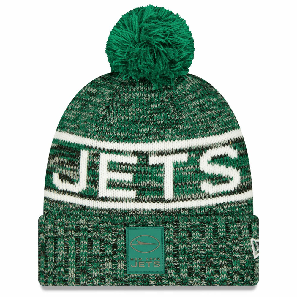 New York Jets New Era 2025 Sideline Cold Weather Cuffed Knit Hat with Pom - Green outlet