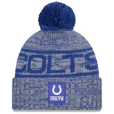 Indianapolis Colts New Era 2025 Sideline Cold Weather Cuffed Knit Hat with Pom - Royal for sale