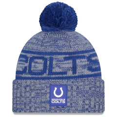 Indianapolis Colts New Era 2025 Sideline Cold Weather Cuffed Knit Hat with Pom - Royal for sale