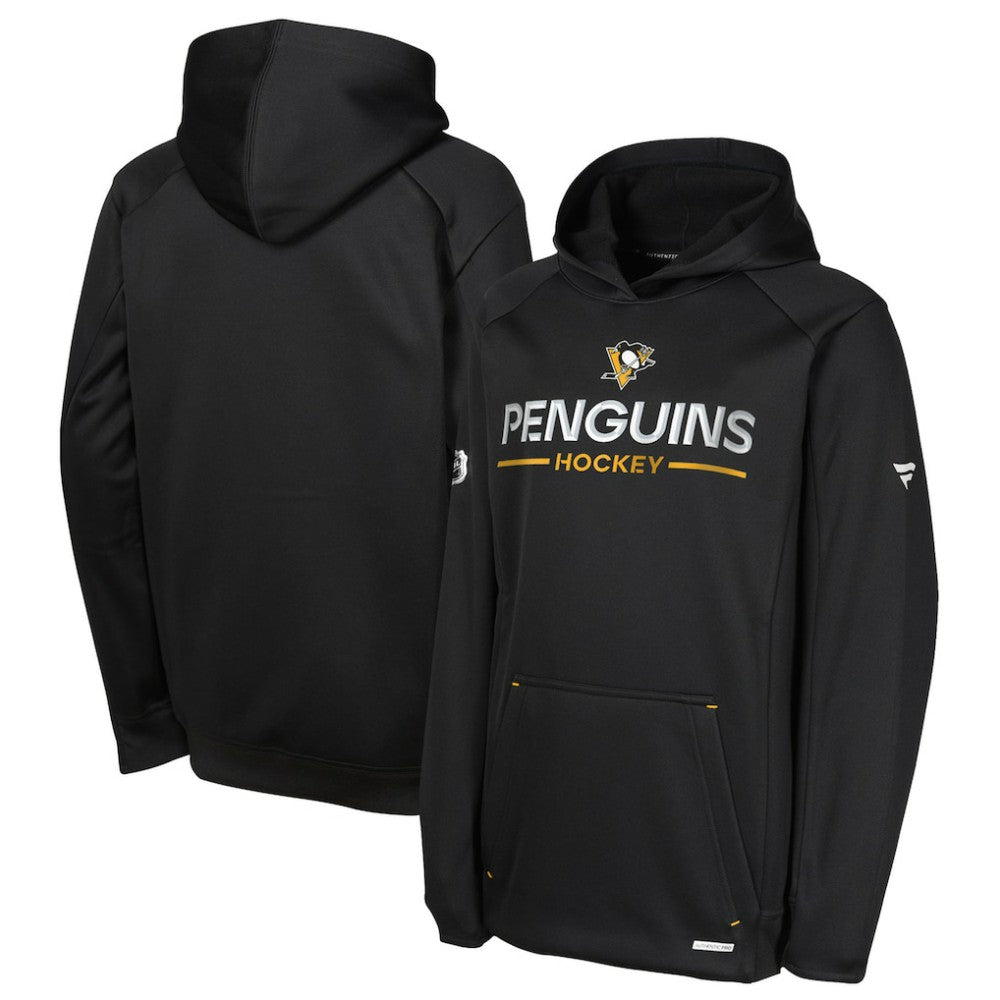 Pittsburgh Penguins Fanatics Youth Authentic Pro Rink Raglan Hoodie Black