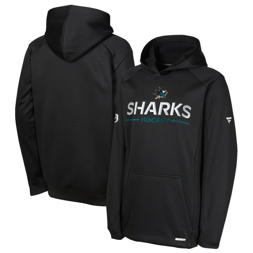 San Jose Sharks Fanatics Youth Authentic Pro Rink Raglan Hoodie Black