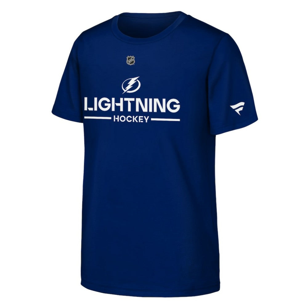 Tampa Bay Lightning Fanatics Youth Authentic Pro Wordmark T-Shirt Blue