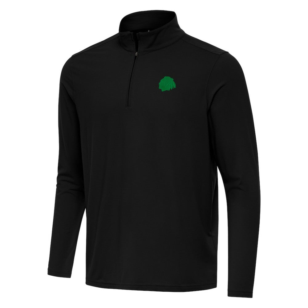 Chicago Blackhawks Antigua St. Patrick Intent Quarter-Zip Pullover Top Black