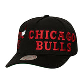 Chicago Bulls Busted Logo Wordmark Wrap-Around Pro Pinch Adjustable Hat - Black | Mitchell & Ness outlet