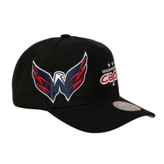 Washington Capitals Mitchell & Ness Busted Logo Wordmark Wrap-Around Pro Pinch Adjustable Hat Black