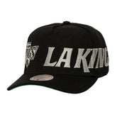 Los Angeles Kings Mitchell & Ness Busted Logo Wordmark Wrap-Around Pro Pinch Adjustable Hat Black