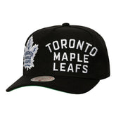 Toronto Maple Leafs Mitchell & Ness Busted Logo Wordmark Wrap-Around Pro Pinch Adjustable Hat Black