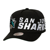 San Jose Sharks Mitchell & Ness Busted Logo Wordmark Wrap-Around Pro Pinch Adjustable Hat Black