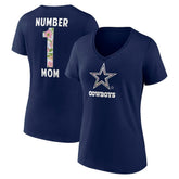 Dallas Cowboys Women's Floral Number 1 Mom V-Neck T-Shirt - Navy discount
