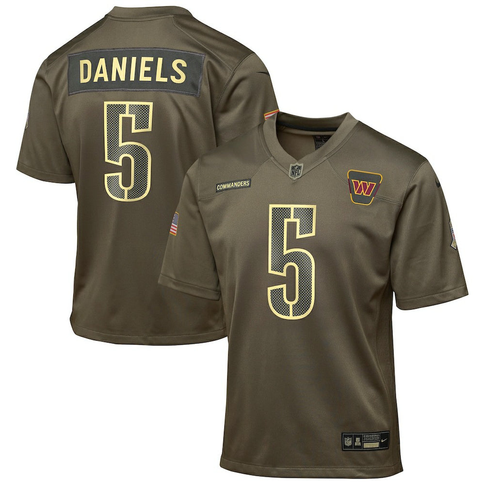 Jayden Daniels Washington Commanders Youth 2025 Salute to Service Game Jersey - Olive | Nike sale