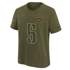 Jayden Daniels Washington Commanders Youth 2025 Salute to Service Name & Number T-Shirt - Olive | Nike for sale