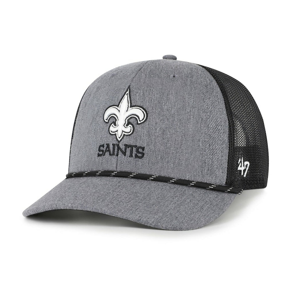 New Orleans Saints '47 Carbon Rope Trucker Adjustable Hat - Heather Charcoal cheap