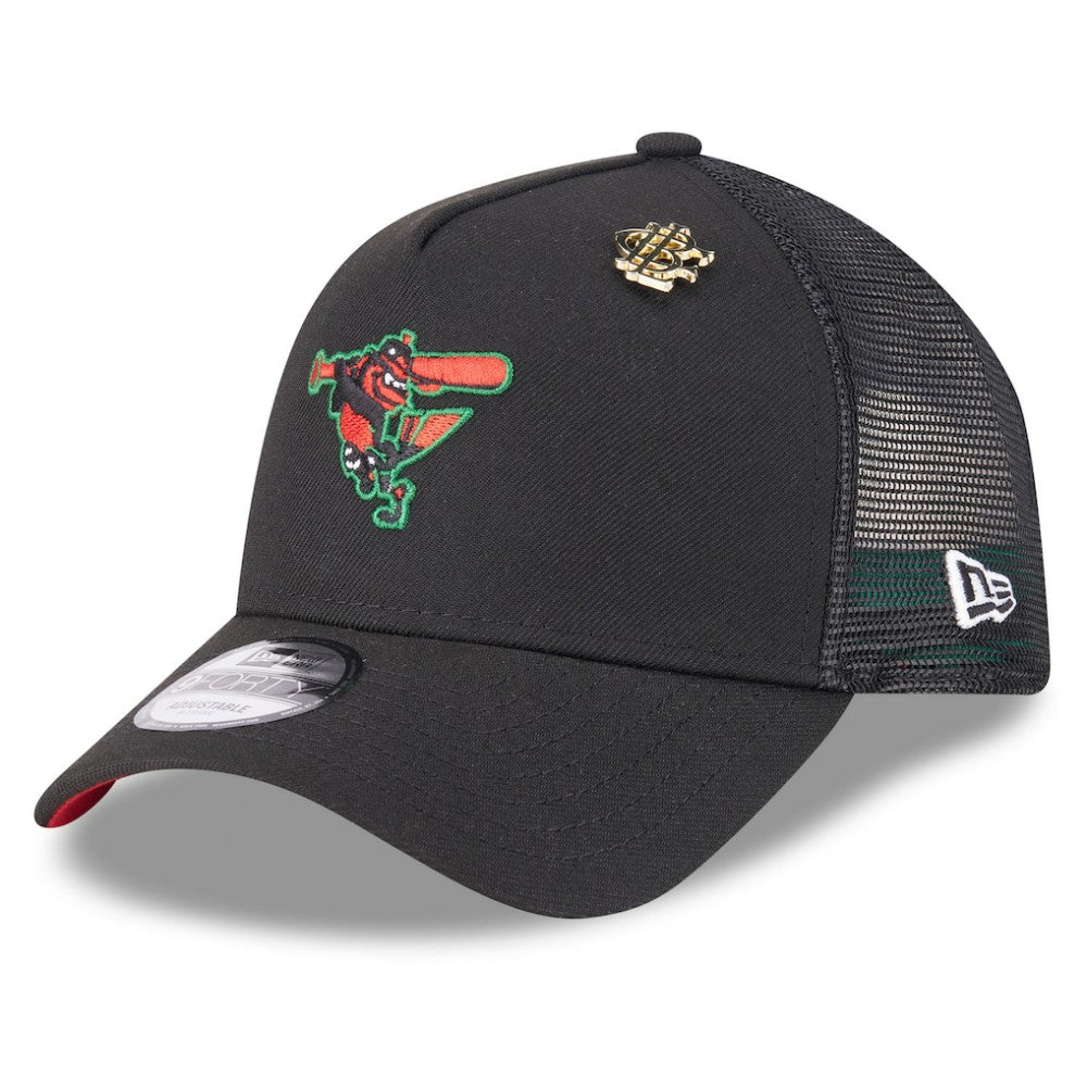 Baltimore Orioles 2025 Big League Chew A-Frame 9FORTY Adjustable Trucker Hat - Black | New Era