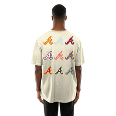 Atlanta Braves Ransom Note Oversized T-Shirt - Cream | New Era