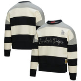 Los Angeles Dodgers Women's Cooperstown Collection Blocked Fleece Pullover Sweatshirt- Gray/Black | Mitchell & Ness