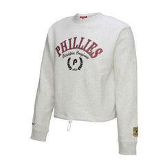 Philadelphia Phillies Women's Cropped Toggle Pullover Sweatshirt - Heather Gray | Mitchell & Ness