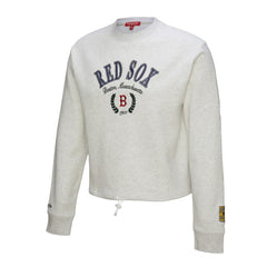 Boston Red Sox Women's Cropped Toggle Pullover Sweatshirt - Heather Gray | Mitchell & Ness