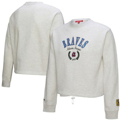 Atlanta Braves Women's Cropped Toggle Pullover Sweatshirt - Heather Gray | Mitchell & Ness