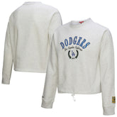 Los Angeles Dodgers Women's Cropped Toggle Pullover Sweatshirt - Heather Gray | Mitchell & Ness