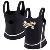 Pittsburgh Steelers WEAR by Erin Andrews Women's Square Neck Tank Top - Black sale