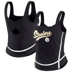 Pittsburgh Steelers WEAR by Erin Andrews Women's Square Neck Tank Top - Black sale