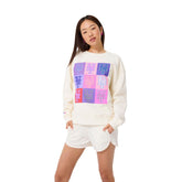 New York Mets Terez Women's Technicolor Oversized Pullover Sweatshirt - Cream