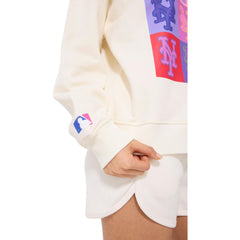 New York Mets Terez Women's Technicolor Oversized Pullover Sweatshirt - Cream