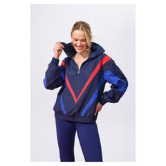 New York Yankees Terez Women's Ripstop Chevron Quarter-Zip Pullover - Navy
