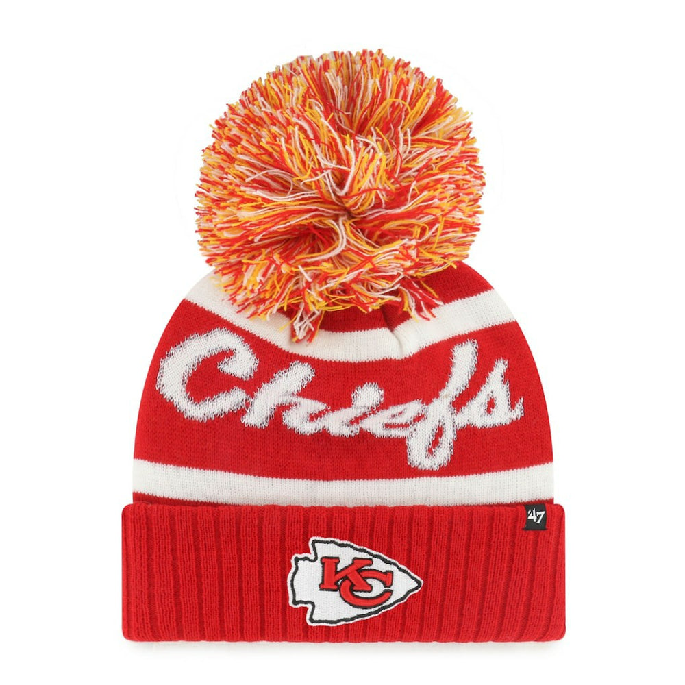 Kansas City Chiefs '47 Women's Spirited Cuffed Knit Hat with Pom - Red for sale