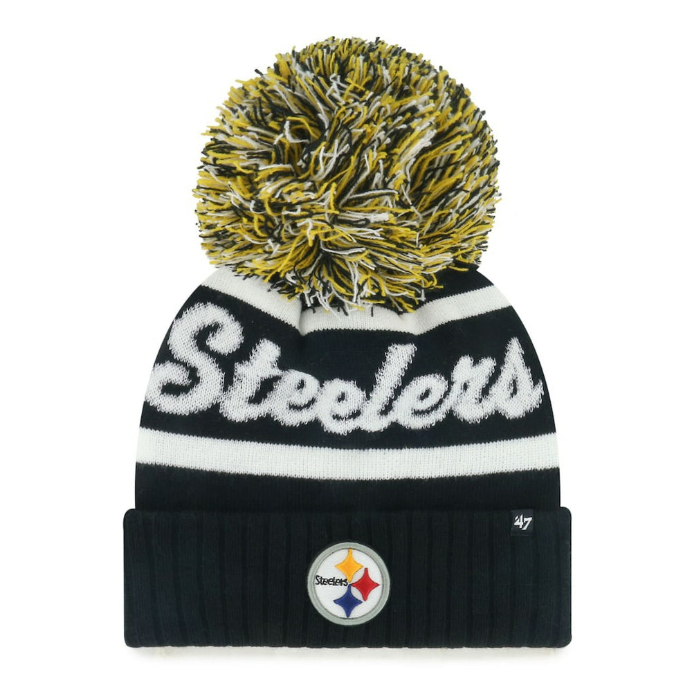 Pittsburgh Steelers '47 Women's Spirited Cuffed Knit Hat with Pom - Black sale
