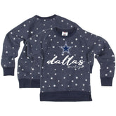 Dallas Cowboys Wes & Willy Girls Youth Shimmer Star Reverse Fleece Pullover Sweatshirt - Navy discount
