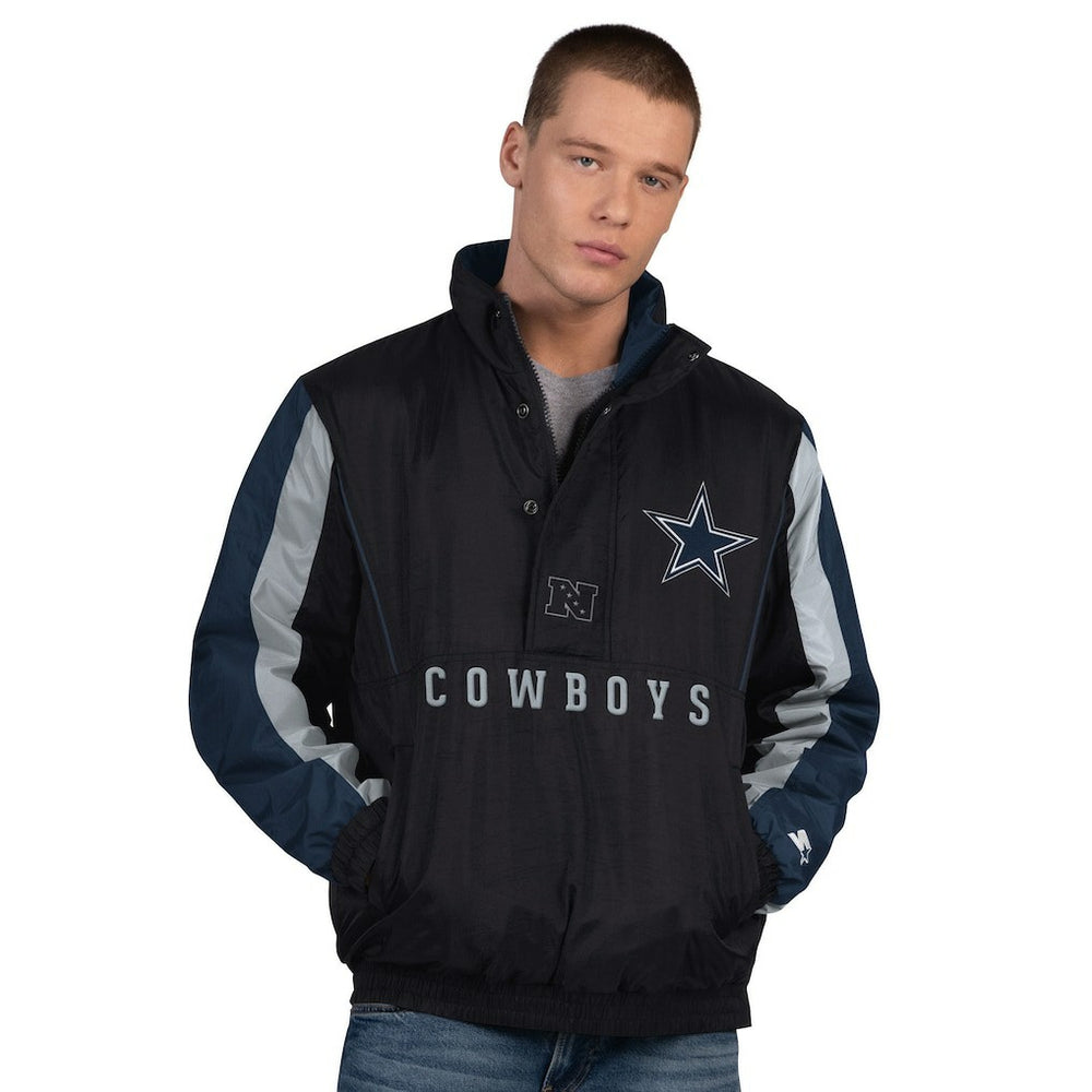 Dallas Cowboys Starter Thursday Night Gridiron Vintage Logo Half-Zip Jacket - Black discount