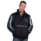 Dallas Cowboys Starter Thursday Night Gridiron Vintage Logo Half-Zip Jacket - Black discount