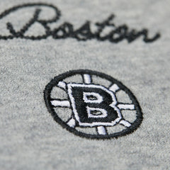 Boston Bruins Mitchell & Ness Women's Logo Lightweight Pullover Sweatshirt Heather Gray