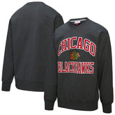 Chicago Blackhawks Mitchell & Ness Playoff Win Fleece Pullover Sweatshirt Heather Charcoal