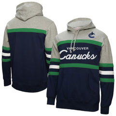 Vancouver Canucks Mitchell & Ness Head Coach Pullover Hoodie Navy/Gray