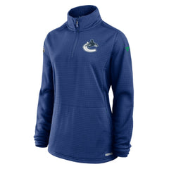 Vancouver Canucks Fanatics Women's Authentic Pro Rink Quarter-Zip Pullover Blue