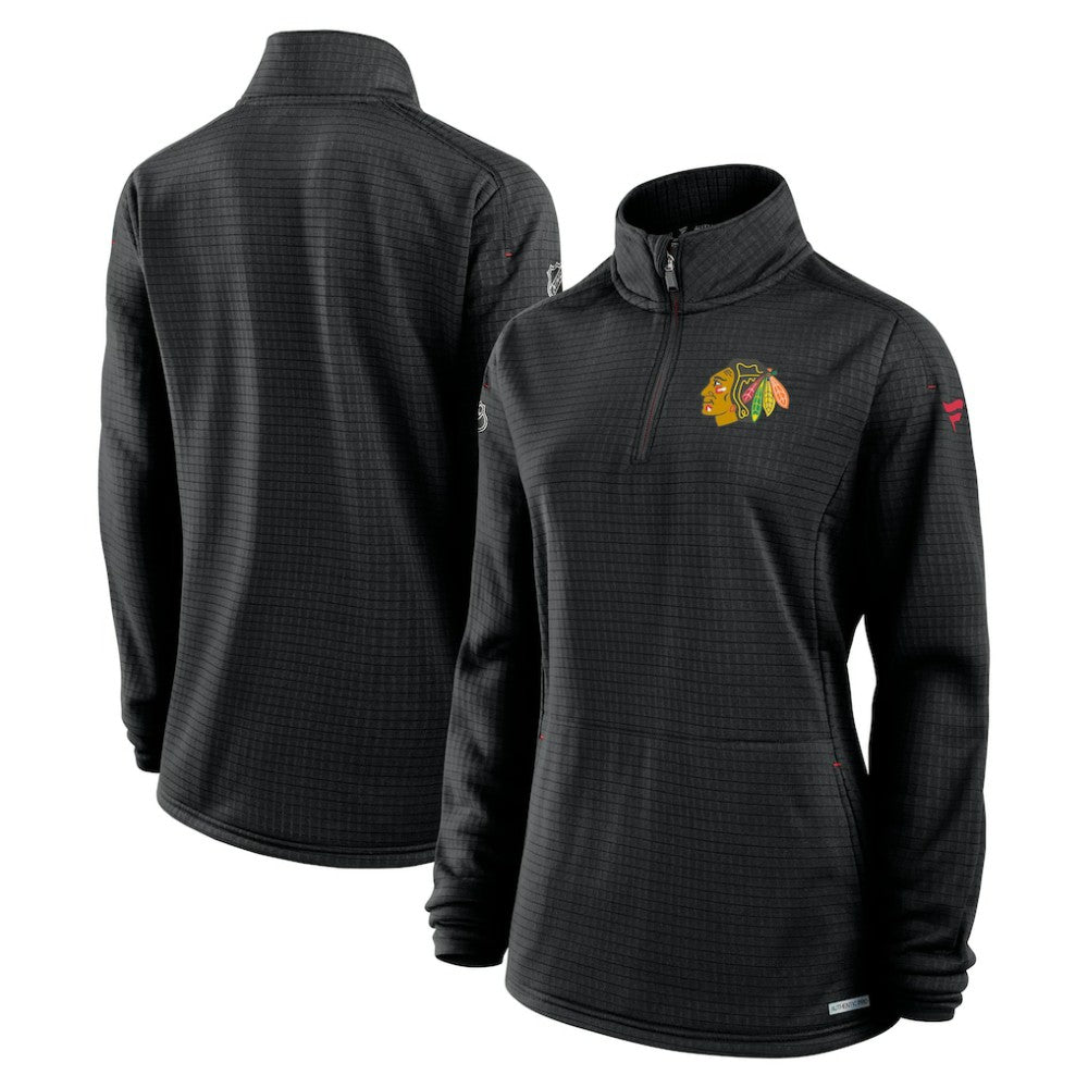Chicago Blackhawks Fanatics Women's Authentic Pro Rink Quarter-Zip Pullover Black