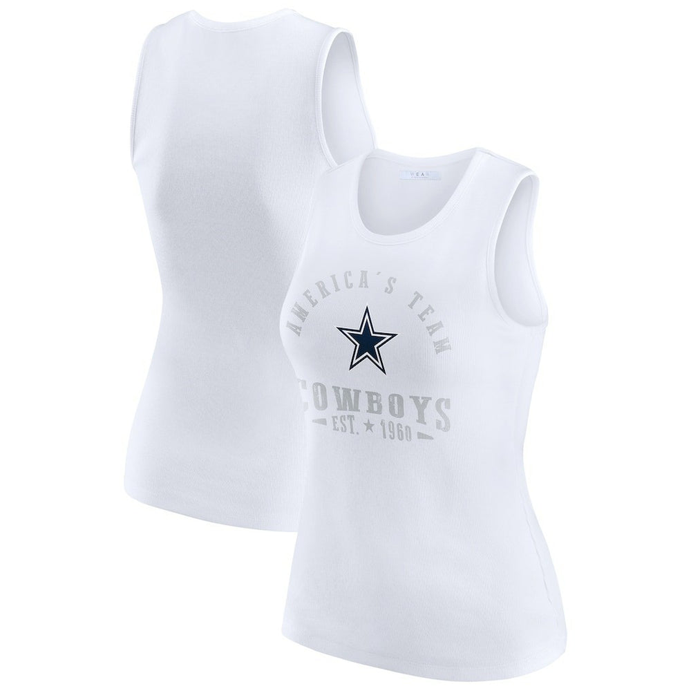 Dallas Cowboys WEAR by Erin Andrews Women's Ribbed Graphic Tank Top - White cheap