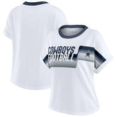 Dallas Cowboys WEAR by Erin Andrews Women's Cropped Center Stripe Dolman T-Shirt - White discount
