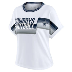 Dallas Cowboys WEAR by Erin Andrews Women's Cropped Center Stripe Dolman T-Shirt - White discount