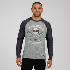 San Francisco Giants Darius Rucker Collection Raw Edge Raglan Long Sleeve Baseball T-Shirt - Heather Gray