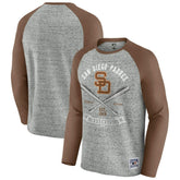 San Diego Padres Darius Rucker Collection Raw Edge Raglan Long Sleeve Baseball T-Shirt - Heather Gray