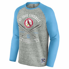 St. Louis Cardinals Darius Rucker Collection Raw Edge Raglan Long Sleeve Baseball T-Shirt - Heather Gray