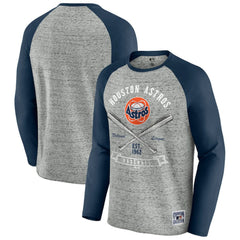 Houston Astros Darius Rucker Collection Raw Edge Raglan Long Sleeve Baseball T-Shirt - Heather Gray
