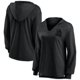 Cleveland Browns Women's Blackout Slub Hoodie V-Neck Long Sleeve T-Shirt discount